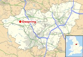 maps of England and South Yorkshire showing location of oxspring 